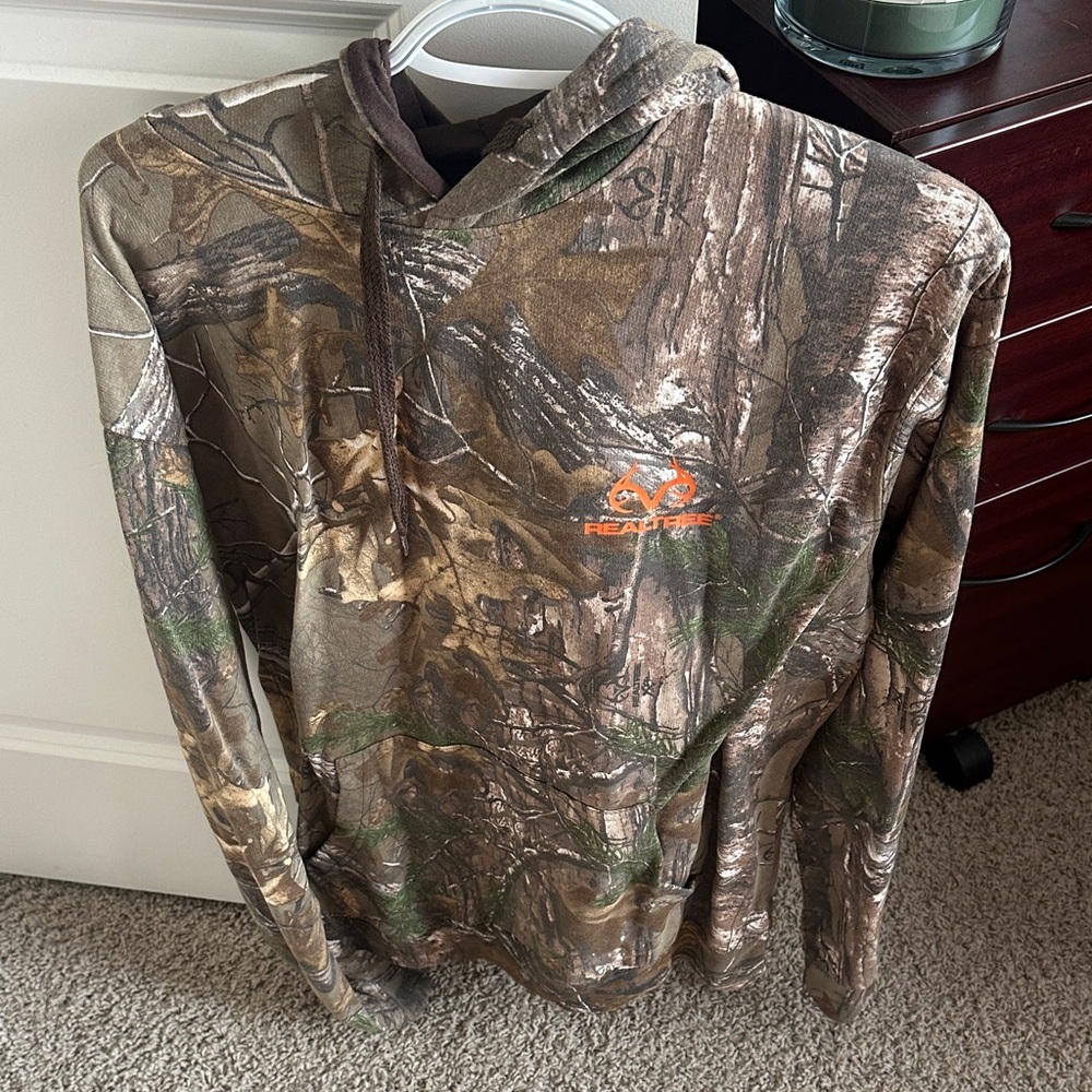 Realtree Woodland Camo Hoodie with Orange Logo